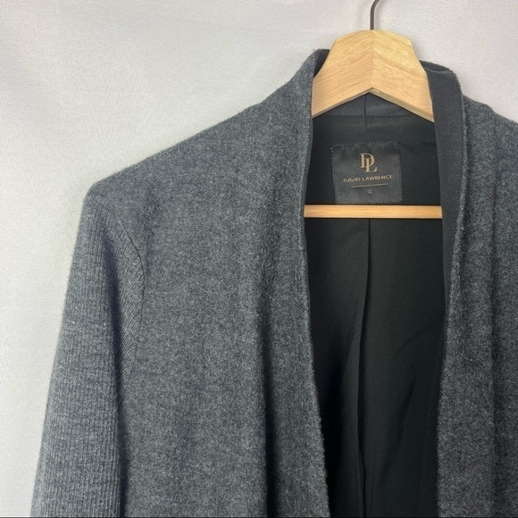 David Lawrence Charcoal Gray Open Front Wool Jacket 14 - Picture 3 of 4